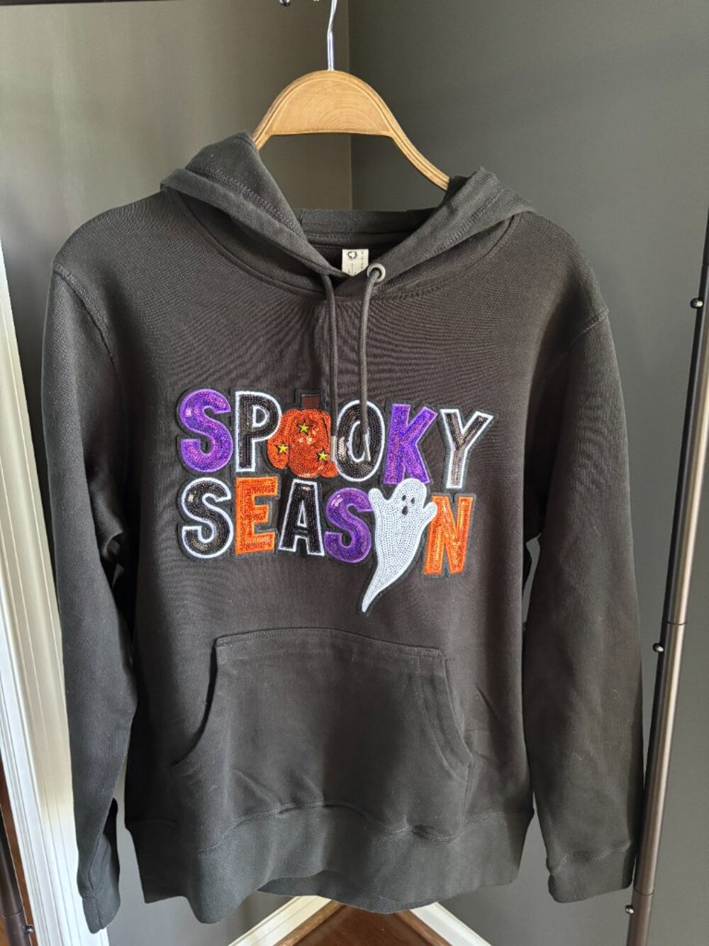Spooky Season Sequin Halloweed Hoodie - Black